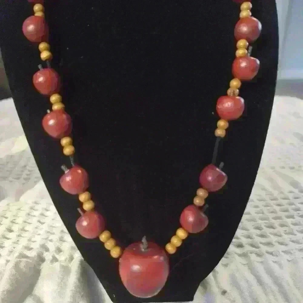 Vintage apple of my eye teacher gift necklace